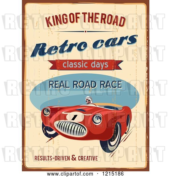 Vector Clip Art of Retro Distressed Race Car and Text