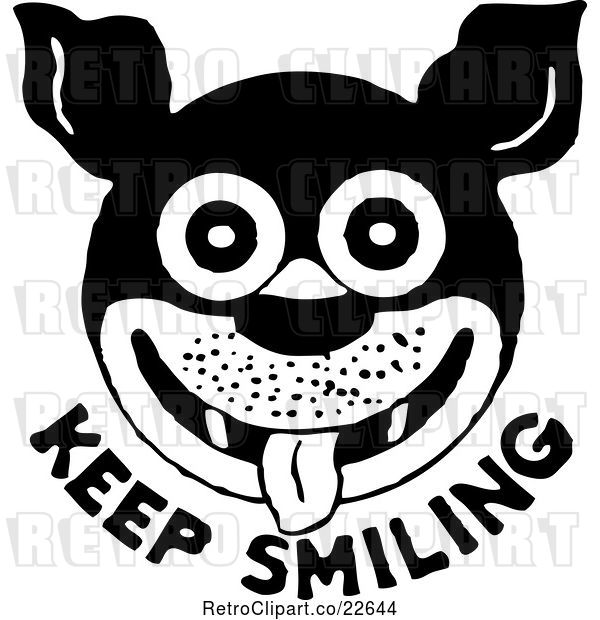 Vector Clip Art of Retro Dog and Keep Smiling Text