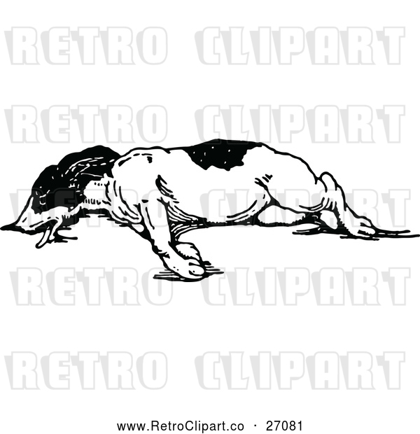 Vector Clip Art of Retro Dog Resting