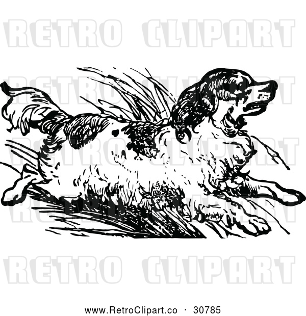 Vector Clip Art of Retro Dog Runnin Gin Reeds