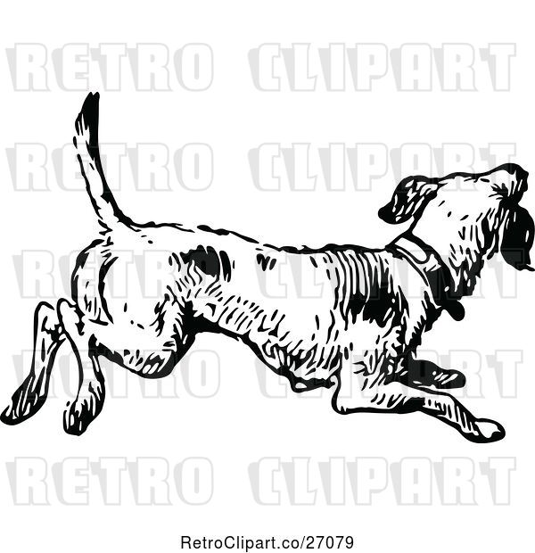 Vector Clip Art of Retro Dog Running