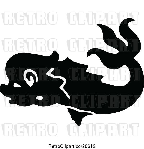 Vector Clip Art of Retro Dolphin 3