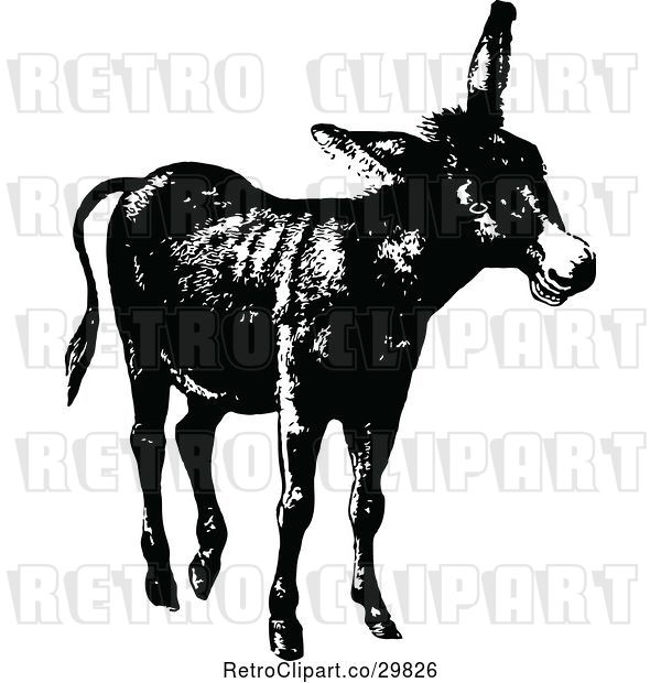 Vector Clip Art of Retro Donkey 2