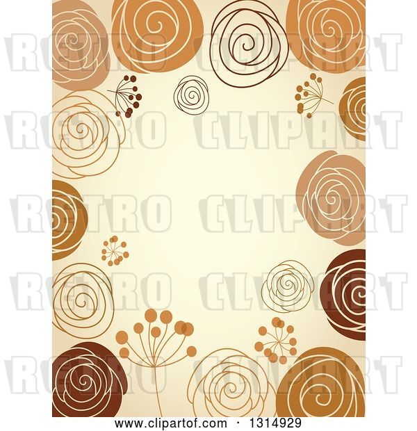 Vector Clip Art of Retro Doodled Brown and Tan Background with Text Space