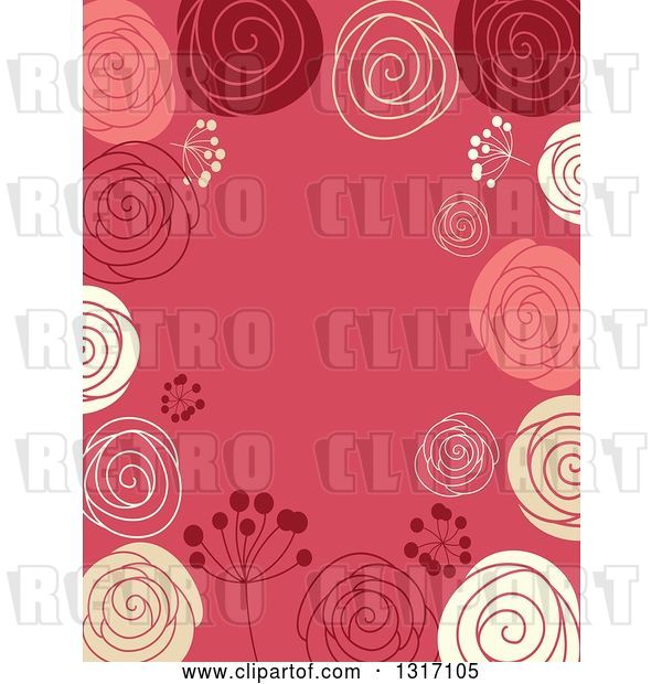 Vector Clip Art of Retro Doodled Pink and Yellow Background with Text Space