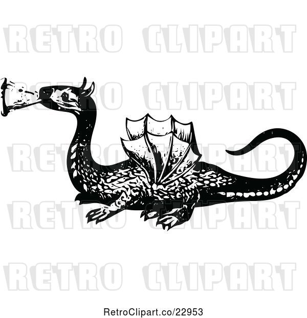 Vector Clip Art of Retro Dragon 2