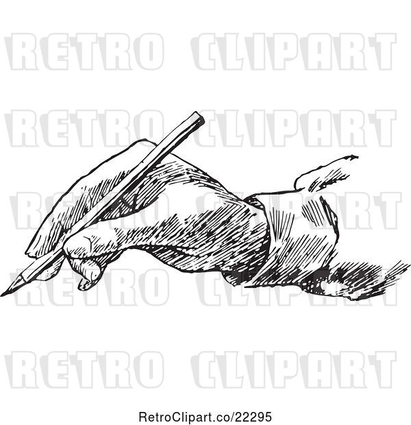 Vector Clip Art of Retro Drawing Hand - 1