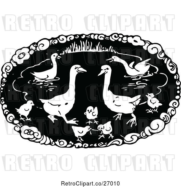 Vector Clip Art of Retro Duck Pond