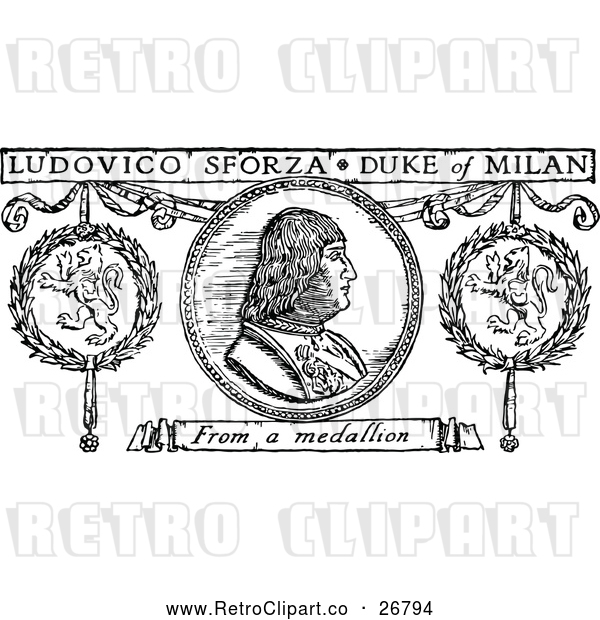 Vector Clip Art of Retro Duke of Milan Coin