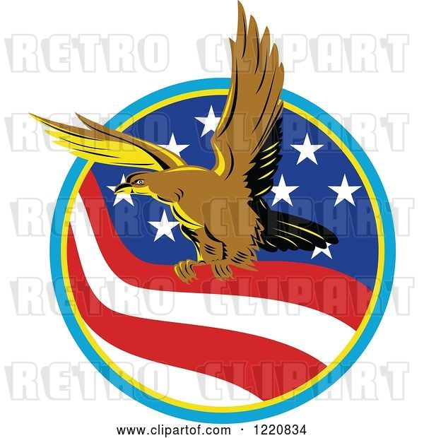 Vector Clip Art of Retro Eagle in a Circle of an American Flag