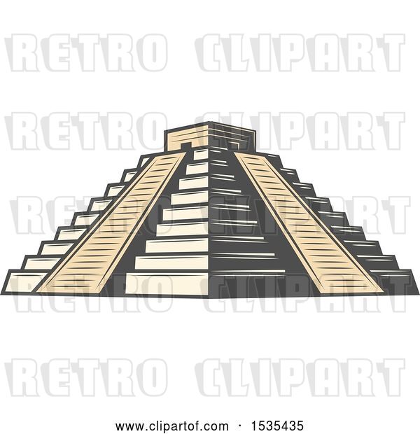 Vector Clip Art of Retro El Castillo Pyramid, in Style