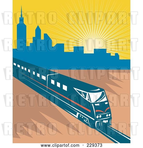 Vector Clip Art of Retro Electric City Train - 1