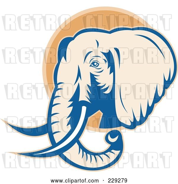 Vector Clip Art of Retro Elephant Logo - 3