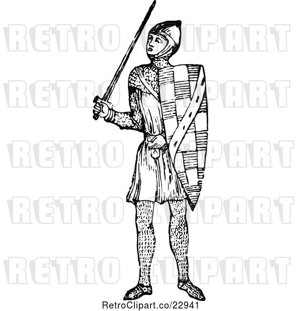 Vector Clip Art of Retro Elizabethan Knight with a Sword