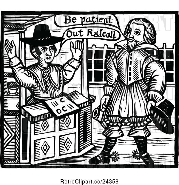 Vector Clip Art of Retro Elizabethan Men Talking