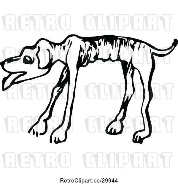 Vector Clip Art of Retro Emaciated Dog