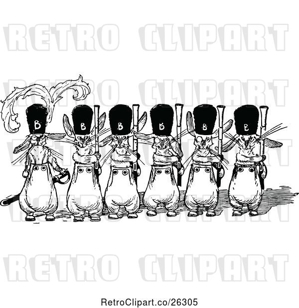 Vector Clip Art of Retro Emerald Oz Mice Soldiers