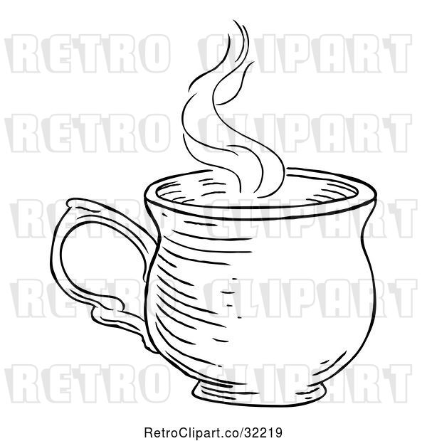 Vector Clip Art of Retro Engraved Cup of Hot Tea or Coffee