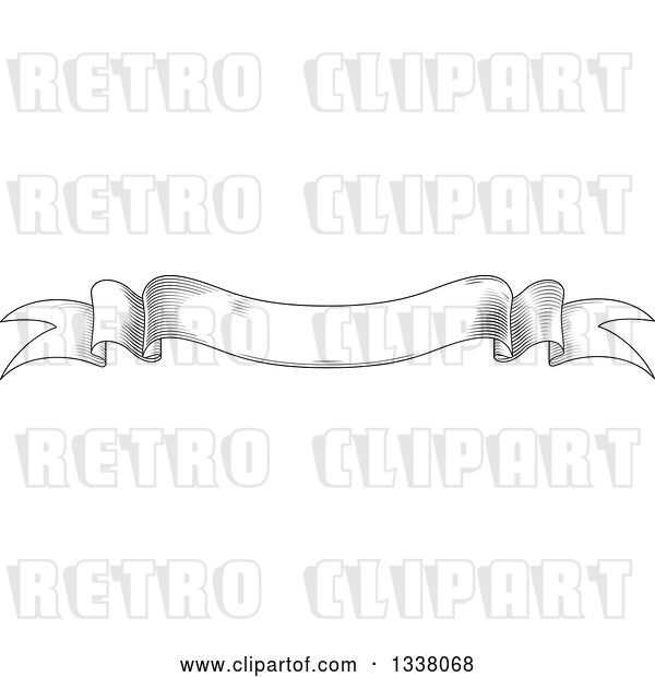 Vector Clip Art of Retro Engraved Styled Blank Ribbon Banner 11