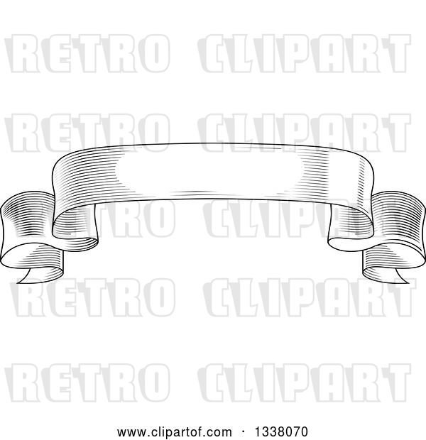 Vector Clip Art of Retro Engraved Styled Blank Ribbon Banner 3