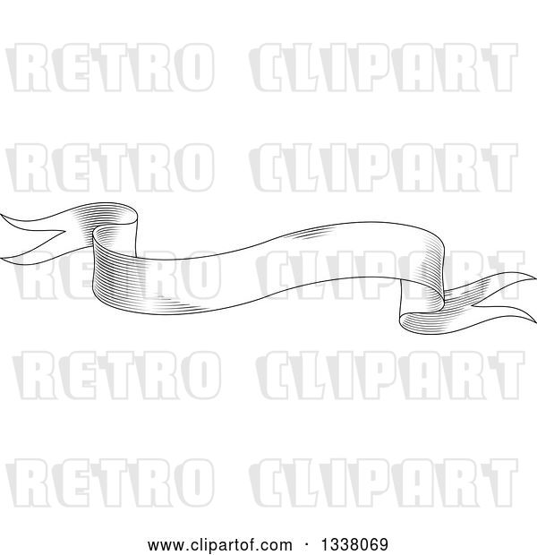Vector Clip Art of Retro Engraved Styled Blank Ribbon Banner 5