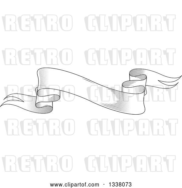 Vector Clip Art of Retro Engraved Styled Blank Ribbon Banner 7