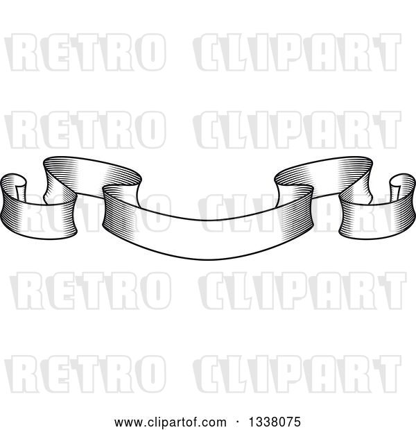 Vector Clip Art of Retro Engraved Styled Blank Ribbon Banner 9