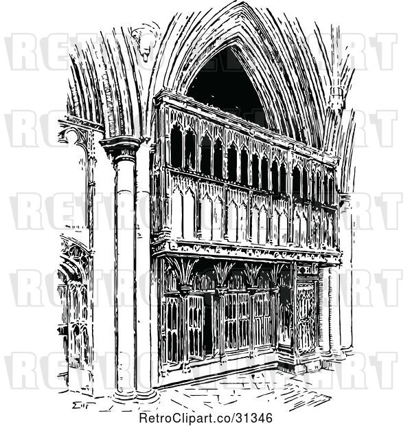 Vector Clip Art of Retro Facade of St Albans Abbey