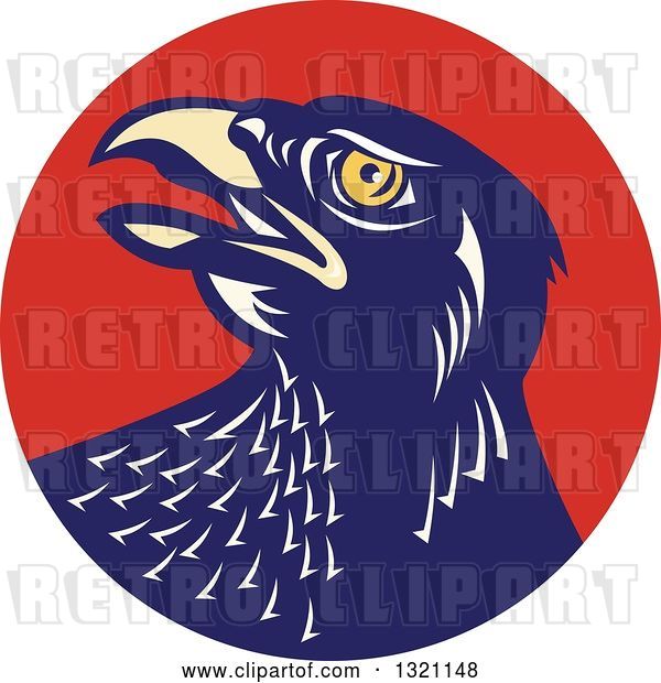 Vector Clip Art of Retro Falcon Head in a Red Circle