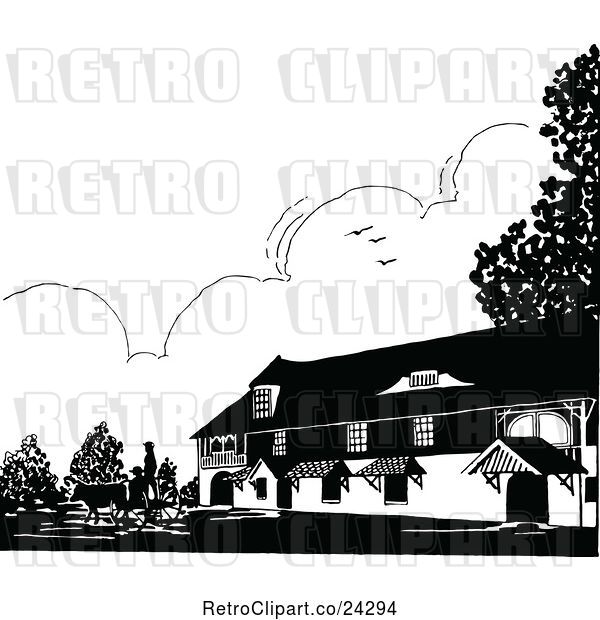 Vector Clip Art of Retro Farm House