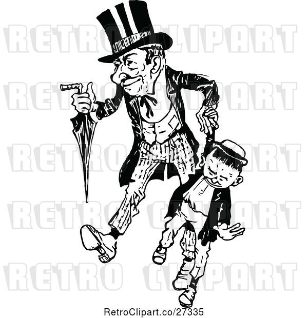 Vector Clip Art of Retro Father and Son Holding Hands