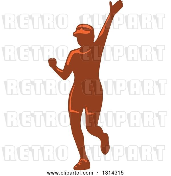 Vector Clip Art of Retro Female Marathon Runner Waving
