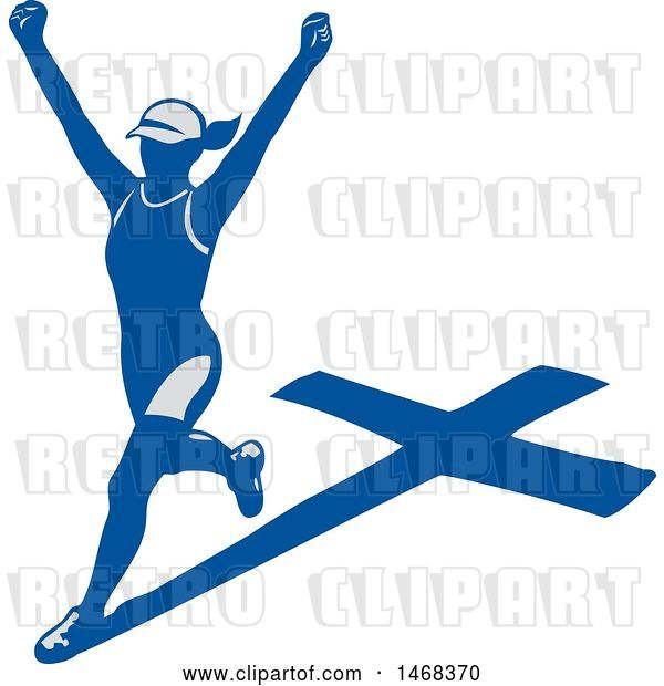 Vector Clip Art of Retro Female Marathon Runner with a Shadow Cross