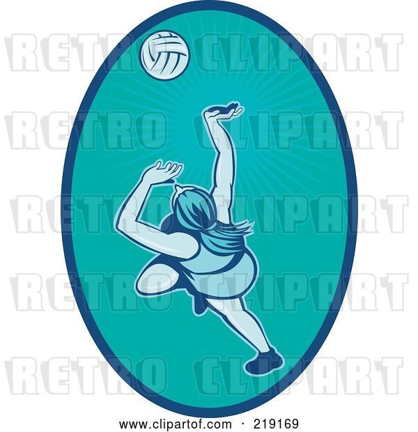 Vector Clip Art of Retro Female Volleyball Player Logo