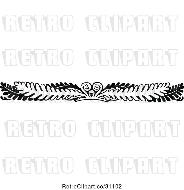 Vector Clip Art of Retro Fern Leaf and Frond Border