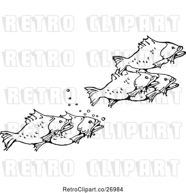 Vector Clip Art of Retro Fish Underwater