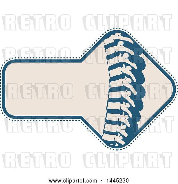 Vector Clip Art of Retro Flat Styled Blue and Tan Human Spine Medical Design