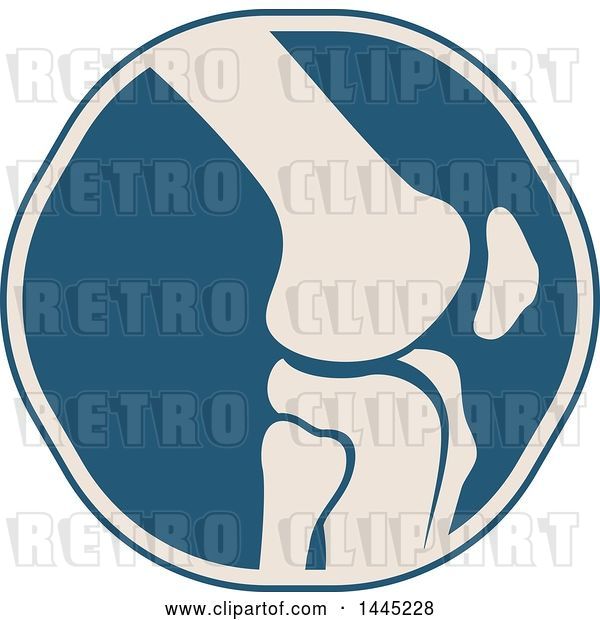 Vector Clip Art of Retro Flat Styled Tan and Blue Knee Joint Medical Design