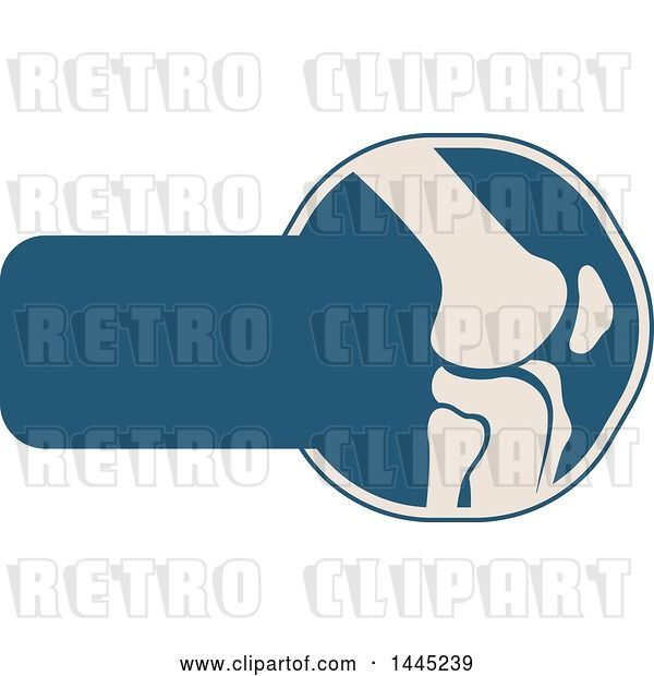 Vector Clip Art of Retro Flat Styled Tan and Blue Knee Joint Medical Design with Text Space