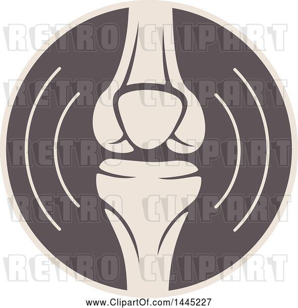 Vector Clip Art of Retro Flat Styled Tan and Brown Knee Joint Medical Design