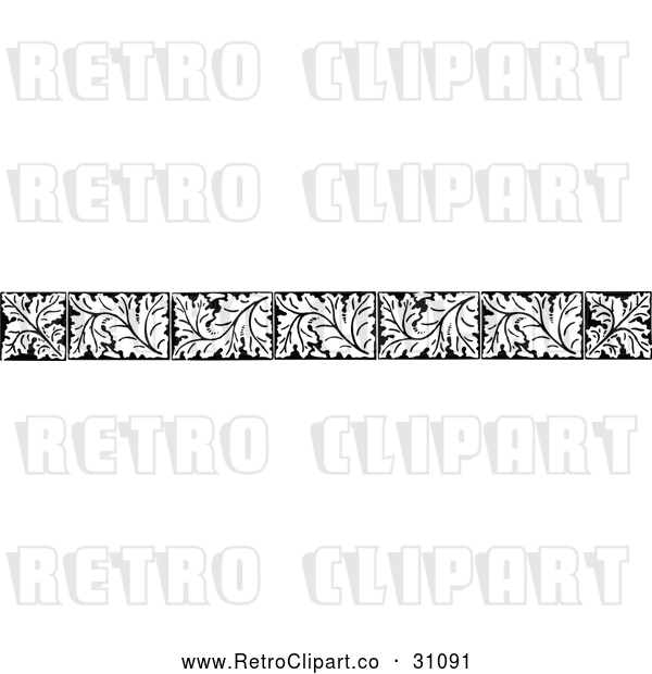 Vector Clip Art of Retro Floral Border 1