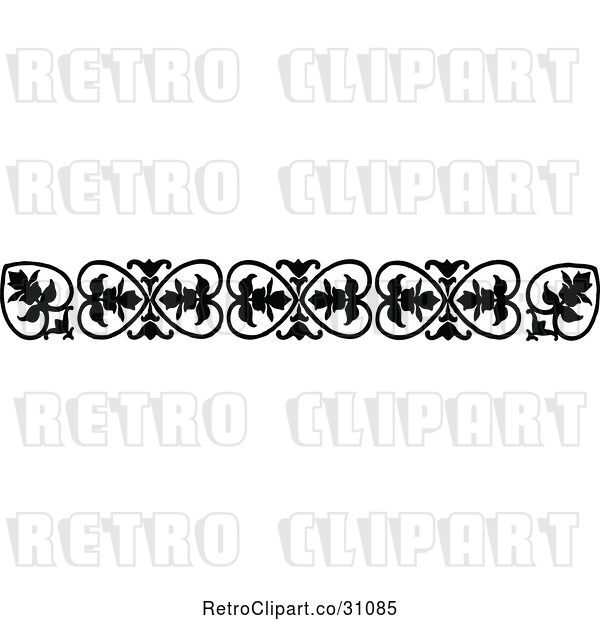 Vector Clip Art of Retro Floral Border 3