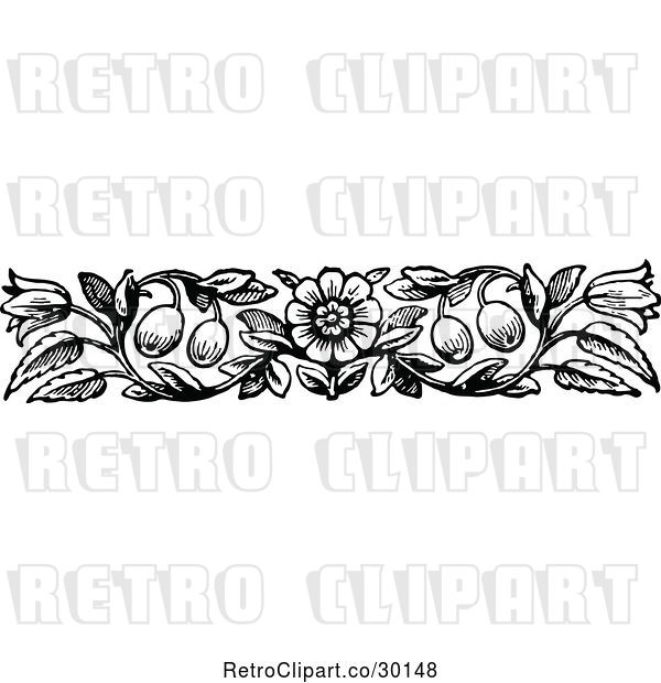 Vector Clip Art of Retro Floral Border 5