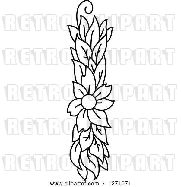 Vector Clip Art of Retro Floral Capital Letter I with a Flower