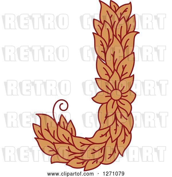Vector Clip Art of Retro Floral Capital Letter J with a Flower