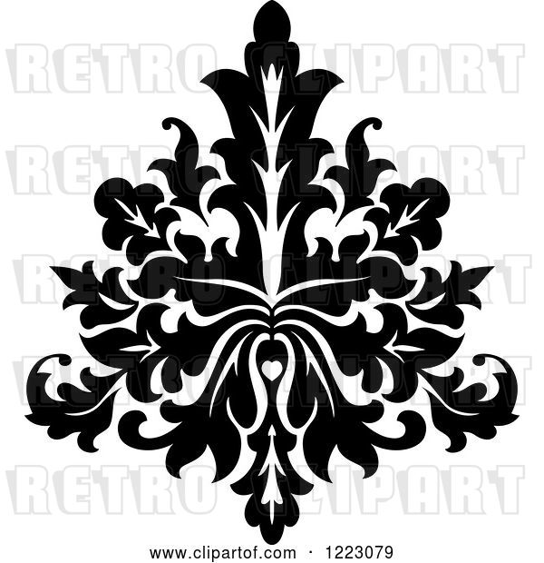 Vector Clip Art of Retro Floral Damask Design 10