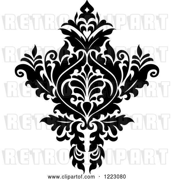 Vector Clip Art of Retro Floral Damask Design 11