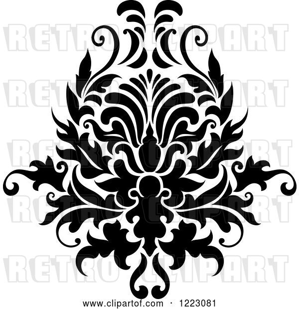 Vector Clip Art of Retro Floral Damask Design 12
