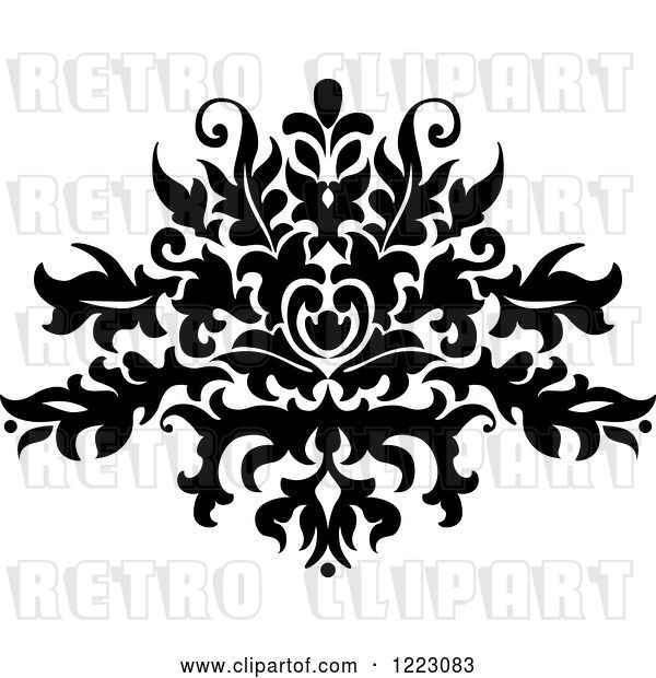 Vector Clip Art of Retro Floral Damask Design 14