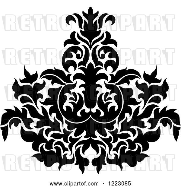 Vector Clip Art of Retro Floral Damask Design 16